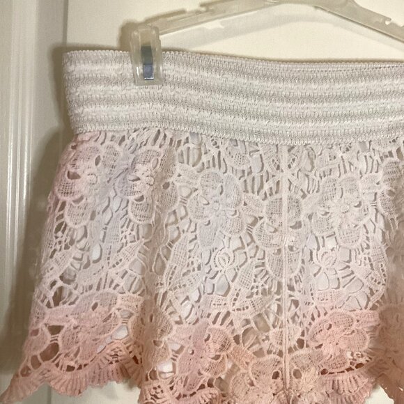 Breeze Over Women's Crochet Shorts Size M Ombre Lined Scalloped Hem Boho Hippie - Picture 2 of 6